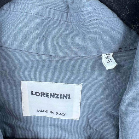 Lorenzini Men's Dress Shirt Gray Collar Long-sleeves Button Down Size 42 - Picture 4 of 7